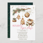 Tree Branch,Ornaments,Coffee,Stars Open House  招待状 (正面/裏面)