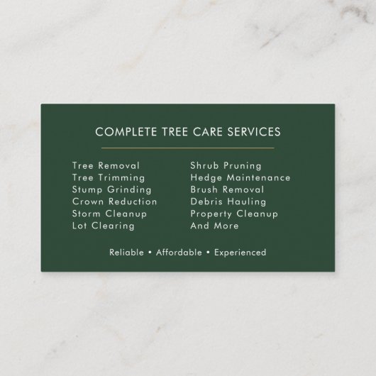 Tree Care Service Professional 名刺 (裏面)