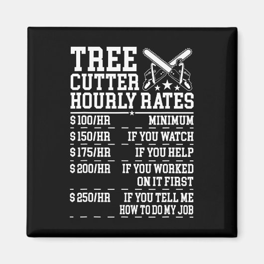 Tree Cutter Hourly Rate Funny Lumberjack Arborist  マグネット (正面)
