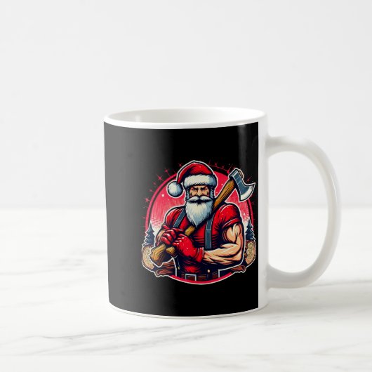 Tree Cutter Santa Funny Lumberjack Christmas Logge コーヒーマグカップ (右)