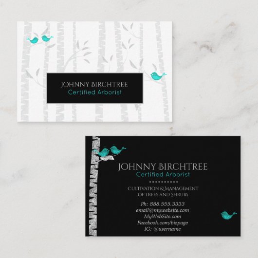 *~* Tree Doctor Blue Birds Arborist樺の木ツリー 名刺 (正面/裏面)