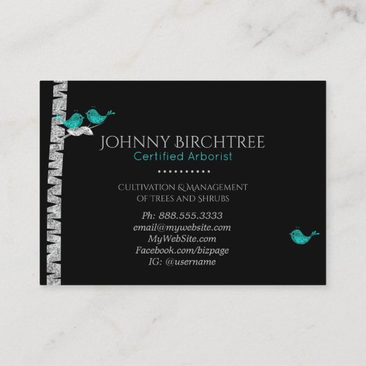 *~* Tree Doctor Blue Birds Arborist樺の木ツリー 名刺 (裏面)