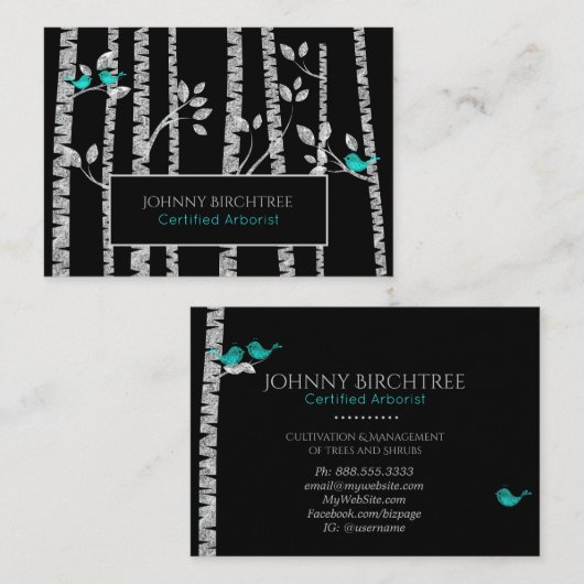 *~* Tree Doctor Blue Birds Arborist樺の木ツリー 名刺 (正面/裏面)