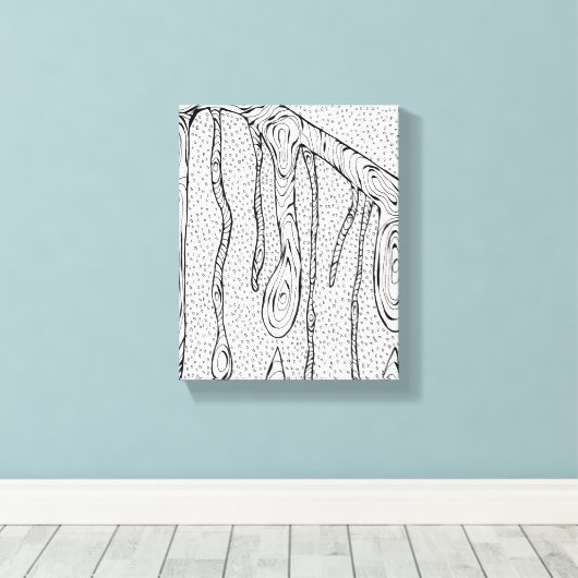 「Tree Drops」線分スケッチ抽象芸術スケッチプリント キャンバスプリント (インサイチュ (ウッドフロア))