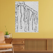 「Tree Drops」線分スケッチ抽象芸術スケッチプリント