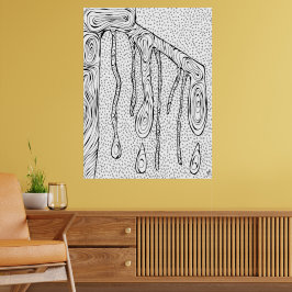 「Tree Drops」線分スケッチ抽象芸術スケッチプリント ポスター