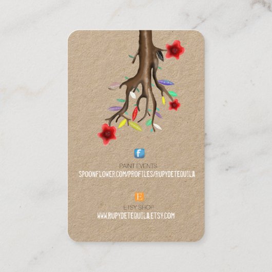 TREE FACEBOOK AND ETSY ハンドメイドロゴ ビジネスカード (裏面)