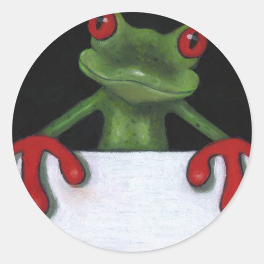 TREE FROG HOLDING SIGN:言葉を選ぶ ラウンドシール (正面)