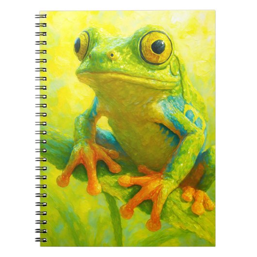 Tree Frog Notebook | Colorful Frog Art Journal ノートブック (正面)