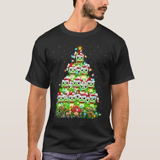 Tree Frog  Xmas Lights Santa Tree Frog Christmas T Tシャツ (正面)