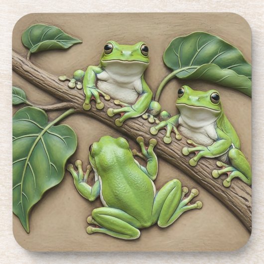 Tree Frogs Hard plastic coaster コースター (正面)