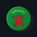 Tree Frogs Kids Birthday Cute 缶バッジ<br><div class="desc">These adorable cute tree frogs birthday party designs are perfect for a 1st birthday celebration or a kid at any age that loves frogs! Customize the text to make them your own. The modern colorful look and feel is the perfect way to celebrate your little froggie on their first birthday!...</div>