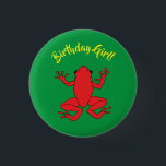Tree Frogs Kids Birthday Cute 缶バッジ<br><div class="desc">These adorable cute tree frogs birthday party designs are perfect for a 1st birthday celebration or a kid at any age that loves frogs! Customize the text to make them your own. The modern colorful look and feel is the perfect way to celebrate your little froggie on their first birthday!...</div>