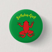 Tree Frogs Kids Birthday Cute 缶バッジ (正面)