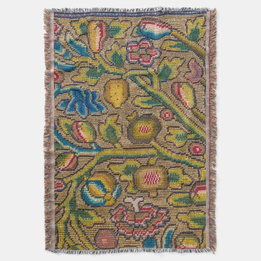 Tree fruits vintage woven jacquard blanket スローブランケット (正面縦)