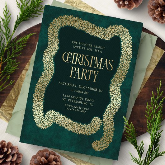Tree Garland Christmas Party Invitation 招待状