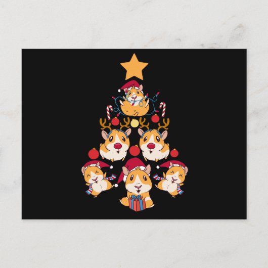 Tree guinea pig Christmas animals lover ポストカード (正面)