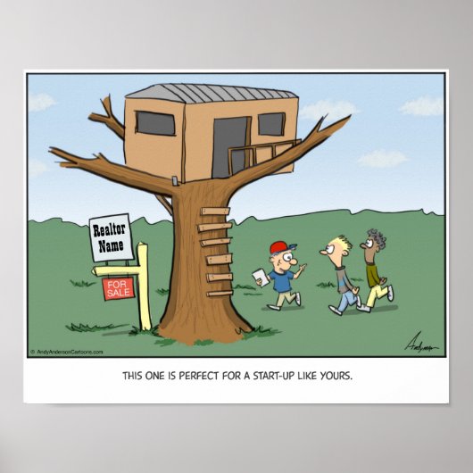 Tree house realtor cartoon personalized ポスター (正面)