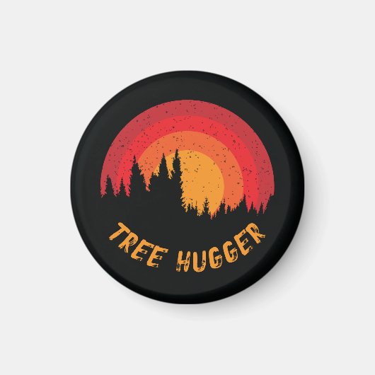 Tree Hugger Retro Distressed Environmentalist マグネット (正面)