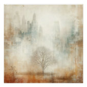 Tree In A City Scape Old Photo Graphic Design ポスター (正面)