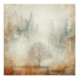 Tree In A City Scape Old Photo Graphic Design ポスター