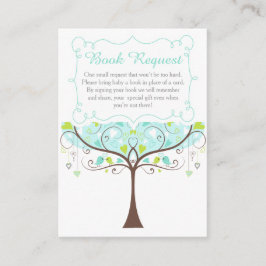 Tree in Blue and Green Baby Shower Book Request エンクロージャーカード