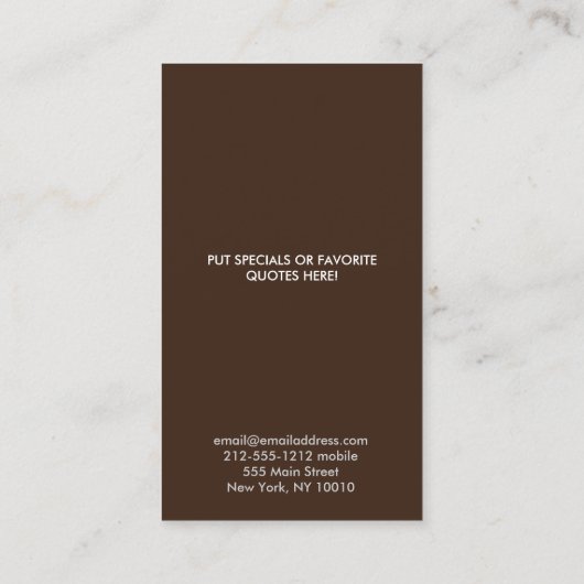 TREE IN BROWN/WHITE VERTICAL Business Card 名刺 (裏面)
