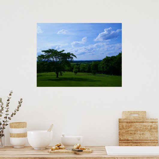 Tree in Field & Beautiful Skyポスター ポスター (キッチン)