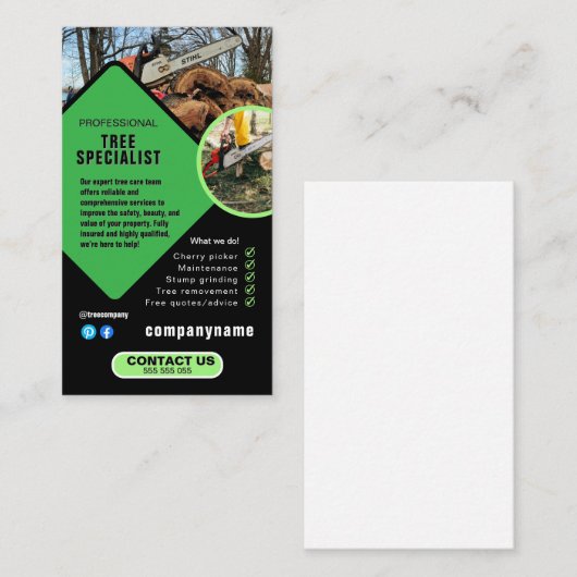 TREE landscape gardener Business Card 名刺 (正面/裏面)