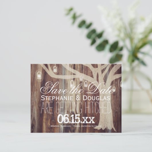 Tree Lights素朴 Wood日付はがきを保存 案内ポストカード (スタンド正面)