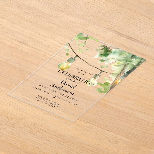 Tree & Lights Celebration of Life  アクリル招待状 (レイダウン)