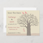 Tree Love Birdsが日付はがきを保存 案内ポストカード (正面/裏面)