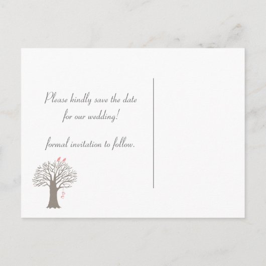 Tree Love Birdsが日付はがきを保存 案内ポストカード (裏面)