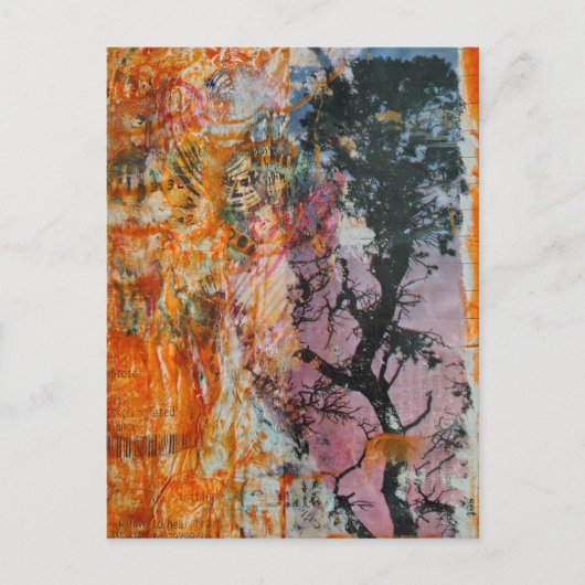 Tree Mixed Media Collage ポストカード (正面)