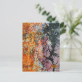 Tree Mixed Media Collage Pink Orange Blue Black ポストカード (スタンド正面)