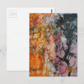 Tree Mixed Media Collage Pink Orange Blue Black ポストカード (正面/裏面)