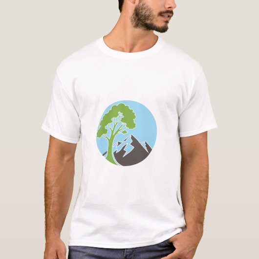 Tree Mountain Circle Nature Lover Eco T-Shirt Tシャツ (正面)