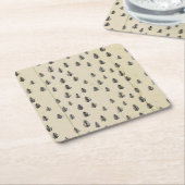 Tree Mountain Illustration Pattern Rustic スクエアペーパーコースター (アングル)