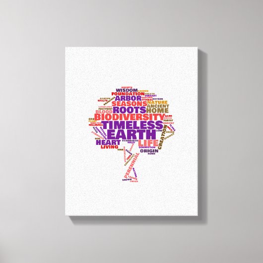 Tree of 感動的 Lifeラベルクラウド キャンバスプリント (正面)