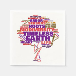 Tree of 感動的 Lifeラベルクラウド スタンダードカクテルナプキン