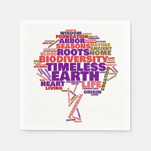 Tree of 感動的 Lifeラベルクラウド スタンダードカクテルナプキン (正面)