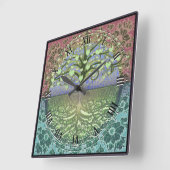 Tree of Lifeハートbyアメリア・キャリー スクエア壁時計 (傾斜)