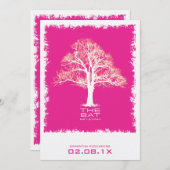 Tree of Lifeバルミツワー招待状in Pink 招待状 (正面/裏面)