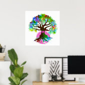 Tree of Lifeピンクハート ポスター (ホームオフィス)