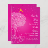 Tree of Lifeピンクバルミツワー日付を保存 セーブザデート (正面/裏面)