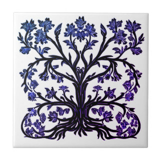 Tree of Lifeフローラ#2 Cobalt Blue and White タイル
