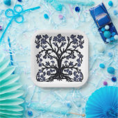 Tree of Lifeフローラ#2 Cobalt Blue and White ペーパープレート (パーティー)