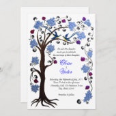 Tree of Life結婚式招待状(v)青/白 招待状 (正面/裏面)