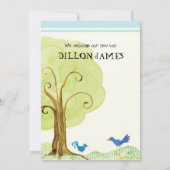 Tree of Life, お洒落 Boy Birth Announcement 招待状 (裏面)