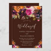 Tree of Life:ブルゴーニュ秋フローラ秋の結婚式 招待状 (正面/裏面)